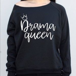 NEW Drama Queen off shoulder black sweater, top